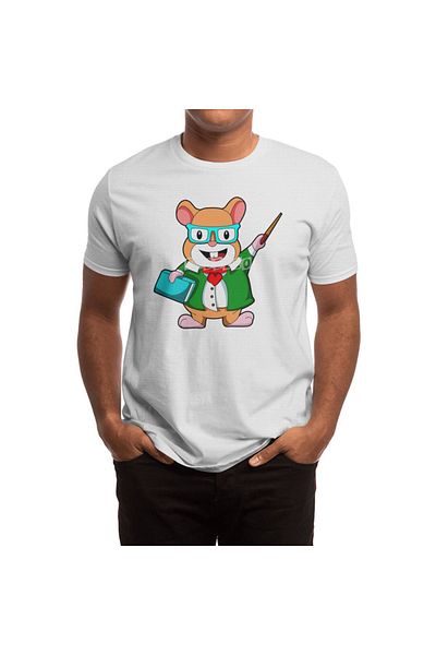 Fizello Hamster As Teacher - Ανδρικό και γυναικείο λευκό μπλουζάκι με βιβλίο και σακάκι
