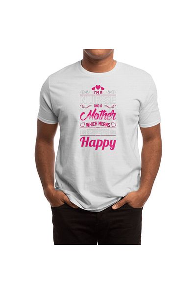 Fizello Λευκό μπλουζάκι Unisex για άνδρες και γυναίκες - A Nurse Mother Means I Am Exhausted Happy
