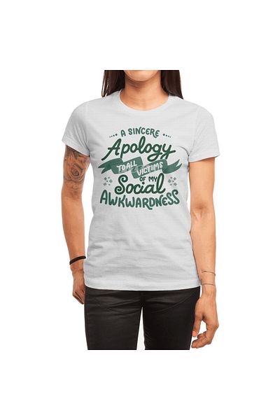 Fizello Λευκό γυναικείο μπλουζάκι Unisex - A Veverage Apology To All Victims Of My Social Awkwardness