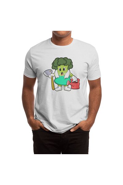 Fizello Broccoli As Farmer - Λευκό μπλουζάκι Unisex, για Άνδρα και Γυναίκα, With Watering Can Design