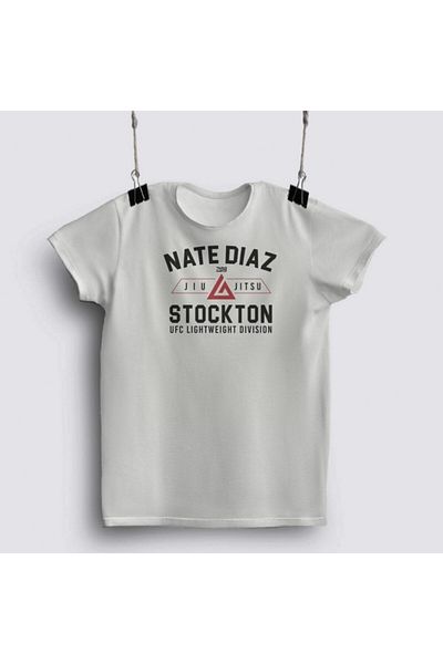 Fizello Λευκό μπλουζάκι Nate Diaz 209 Stockton Jiu Jitsu Unisex