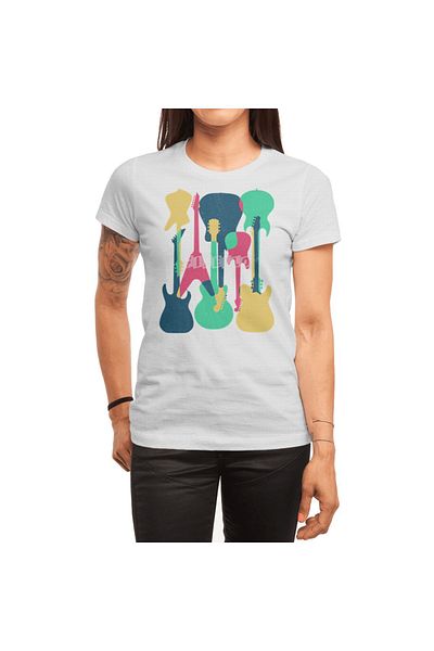 Fizello Tricou alb pentru bărbați și femei - Tricou unisex cu chitare electrice