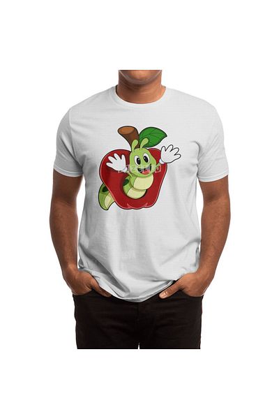 Fizello Tricou unisex alb Caterpillar Apple pentru bărbați și femei