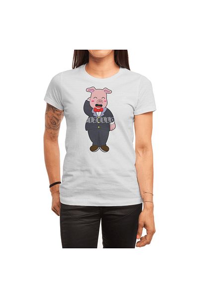 Fizello Tricou unisex White Pig As Groom pentru bărbați și femei - costum și cravată