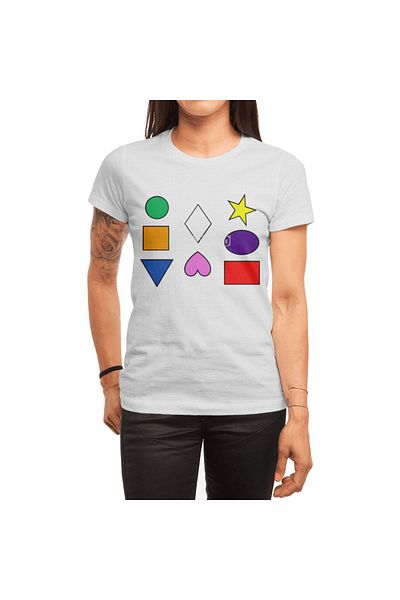 Fizello Tricou alb unisex pentru bărbați și femei - forme colorate învață cu