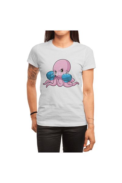 Fizello Octopus Boxer - Men's and Women's White T-Shirt, Unisex T-Shirt, Boxing Gloves Design