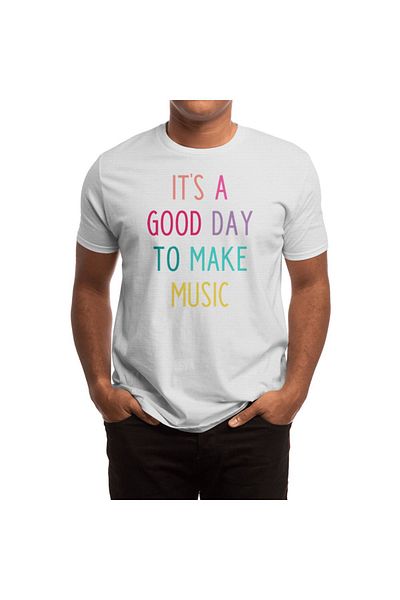 Fizello Ψηλόμεση Unisex Λευκό T-Shirt - Σχέδιο "It's A Good Day To Make Music"