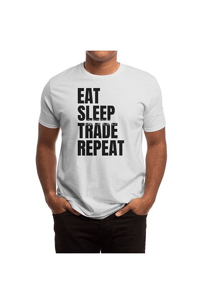 Fizello Λευκό μπλουζάκι Unisex - Επαναλάβετε το εμπόριο ύπνου, Bitcoin, BTC, Crypto, Wallstreetbets, WSB