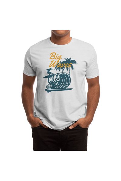 Fizello Λευκό μπλουζάκι Big Waves Surf Rider Unisex