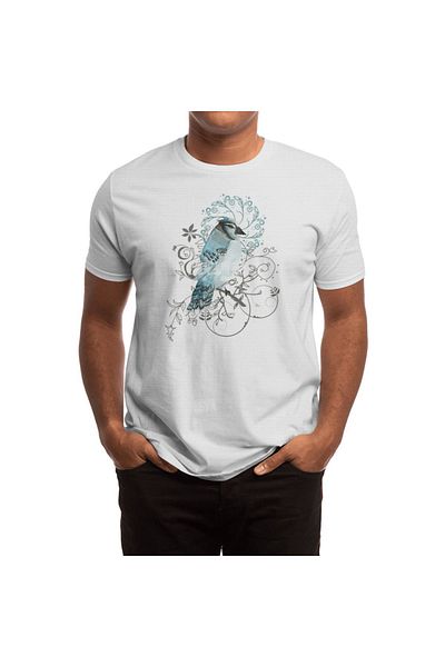 Fizello Λευκό μπλουζάκι Blue Jay Watercolor Unisex