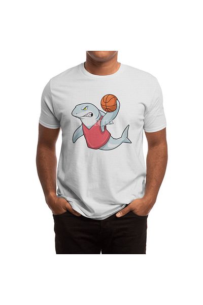 Fizello Tricou alb pentru bărbați și femei - Shark At Sports cu design unisex de baschet