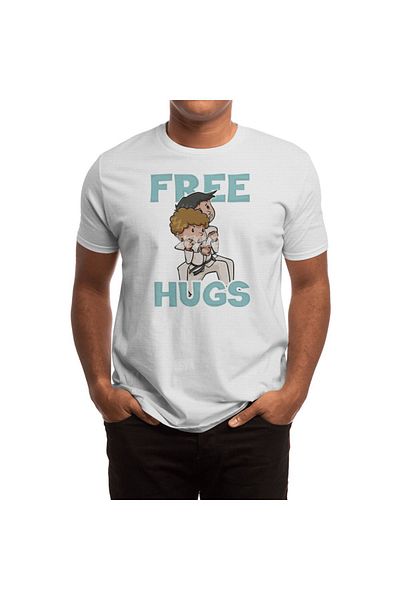 Fizello Δωρεάν λευκό μπλουζάκι Unisex Hugs - Martial Arts, Jiu Jitsu, Kung Fu, Άνδρες και Γυναίκες