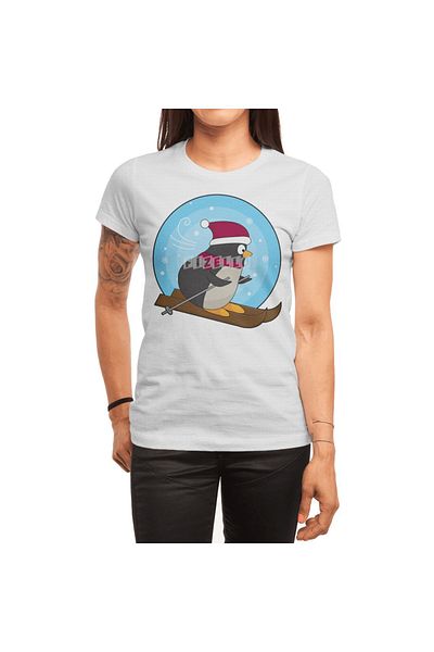 Fizello Penguin - Tricou alb Skier pentru bărbați și femei