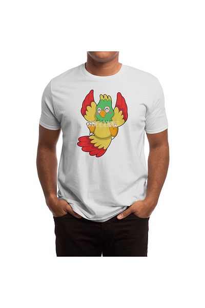 Fizello Tricou White Parrot pentru bărbați și femei - Green Head
