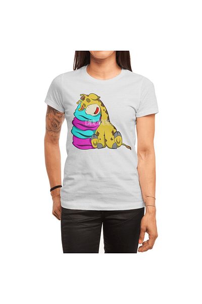 Fizello Tricou alb unisex pentru bărbați și femei - Girafe Horse Sleeping Design