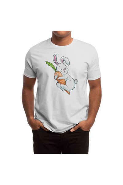 Fizello Tricou alb pentru bărbați și femei - Iepure cu morcov Design unisex