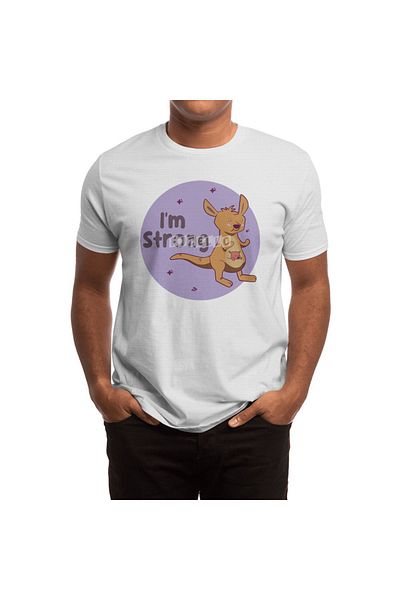 Fizello Tricou alb unisex I'm Strong Kawaii Kangaroo maro-violet