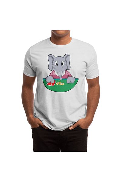 Fizello Elefant Poker Cards με μοτίβο ανδρικό και γυναικείο λευκό μπλουζάκι Unisex