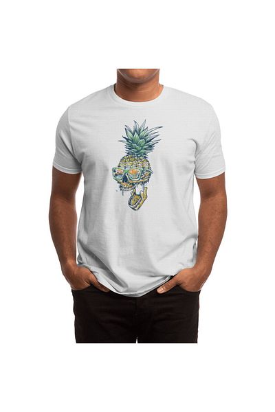 Fizello Καλοκαιρινό Pineapple Print Λευκό T-shirt για άνδρες και γυναίκες