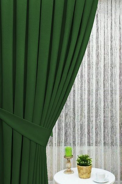 İ.D İpek Dokuma Green Pleated Background Curtain Velvet Appearance Honeycomb Texture 1stClass Quality