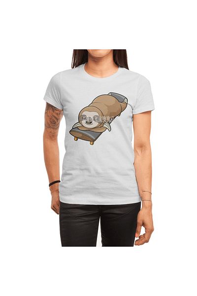 Fizello Tricou alb pentru bărbați și femei - Tricou unisex Sloth Asleep at Sleeping Skateboard