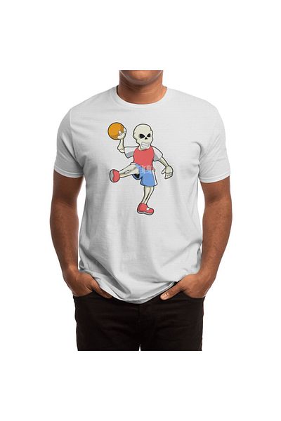 Fizello Tricou alb de handbal unisex pentru bărbați și femei - model schelet