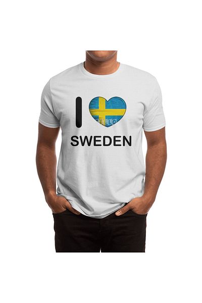 Fizello Tricou alb „I Love Sweden” pentru bărbați și femei