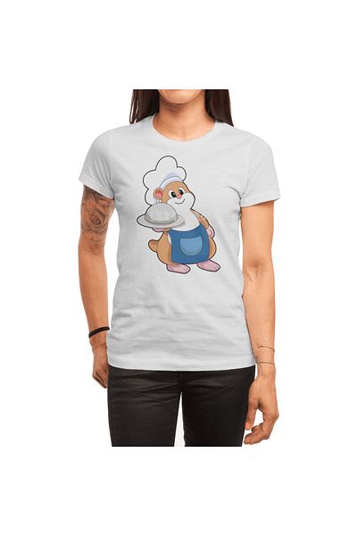 Fizello Tricou cu hamster alb pentru bărbați și femei - gătiți cu design cu farfurii