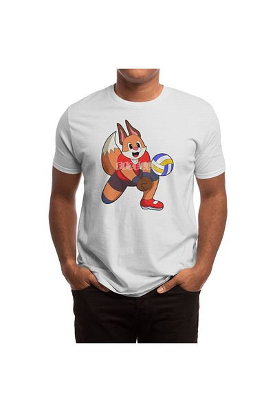 Fizello Fox At Volleyball Sports - Unisex Λευκό T-Shirt