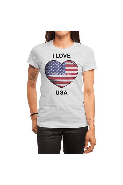 Fizello I Love America Λευκό μπλουζάκι για άνδρες και γυναίκες - Μπλουζάκι Unisex My Home, My Country