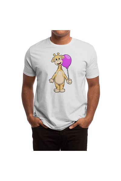 Fizello Tricou alb pentru bărbați și femei - Girafă cu balon Design unisex