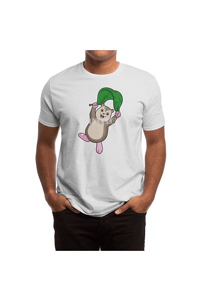 Fizello Tricou alb cu hamster pentru bărbați și femei - cu detalii parașute