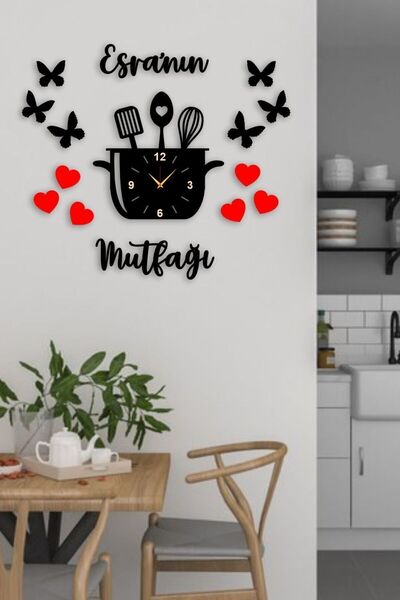 AHŞAP HEDİYENİZ İsimli Dekoratif Mutfak Saati ve Mutfak Dekoru