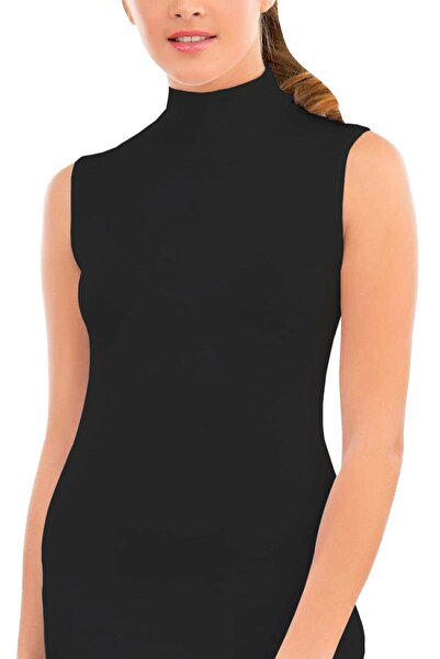 by İGP Чорна майка з коміром - без рукавів