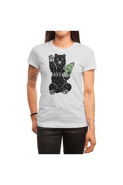 Fizello Tricou alb unisex pentru bărbați și femei - Bear In The Woods Design
