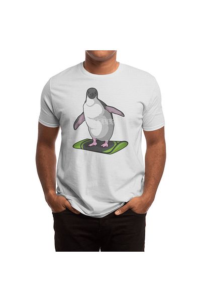 Fizello Penguin - Λευκό μπλουζάκι Snowboarder για άνδρες και γυναίκες, Unisex