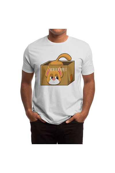 Fizello Ανδρικό και γυναικείο λευκό μπλουζάκι Unisex Cat In Box