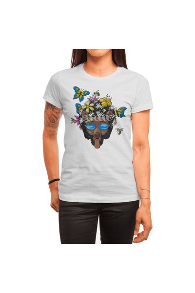 Fizello Unisex Λευκό T-shirt για άνδρες και γυναίκες - Friendly Flower Bear Print