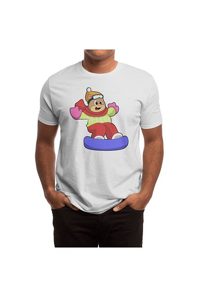 Fizello Μπλουζάκι Snowboard Bear για άνδρες και γυναίκες - Unisex Λευκό