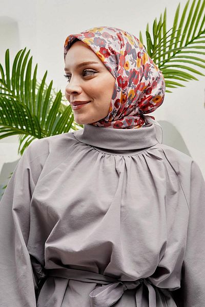 AFVENTE Flower Pattern Pink Soft Cotton Scarf