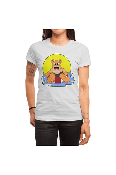 Fizello Ανδρικό και γυναικείο λευκό μπλουζάκι - Bear Swimming with Swim Ring Unisex T-shirt