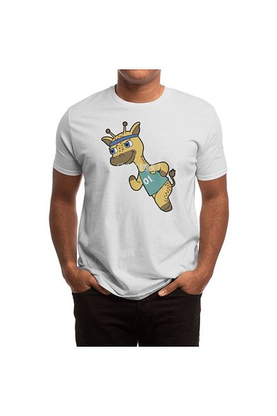 Fizello Unisex White Giraffe Patterned Jogger T-Shirt - Women and Men, Headband Detail