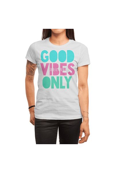 Fizello Tricou alb unisex de culoare pastel Good Vibes Only pentru bărbați și femei