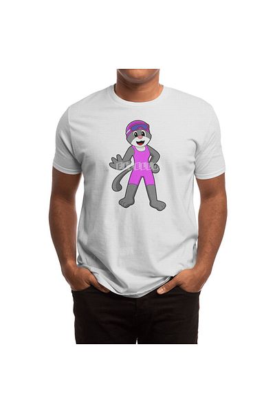 Fizello Men's and Women's White Unisex T-Shirt - Cat at Swimming with Swimsuit Design