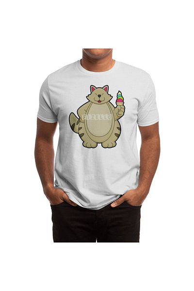 Fizello Tricou Waffle Cat Ice Cream pentru bărbați și femei - Tricou alb unisex