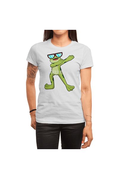 Fizello Λευκό μπλουζάκι Hip Hop Dance Frog με μοτίβο για άνδρες και γυναίκες
