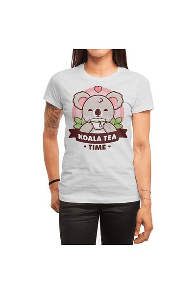 Fizello Koala-tea Time Unisex Λευκό T-shirt για άνδρες και γυναίκες - Cute Koala Pun