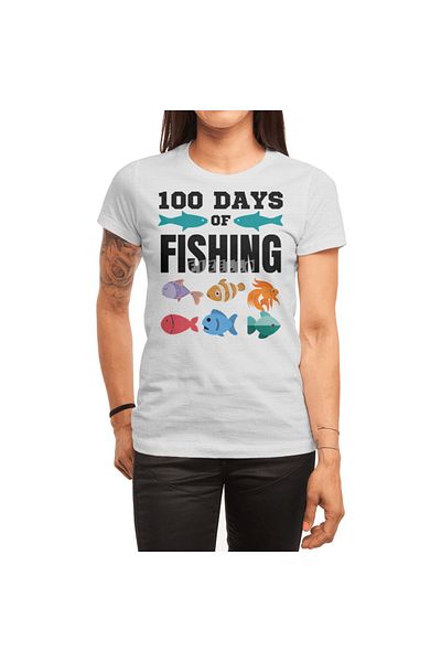 Fizello Tricou alb unisex de pescuit numărul 100