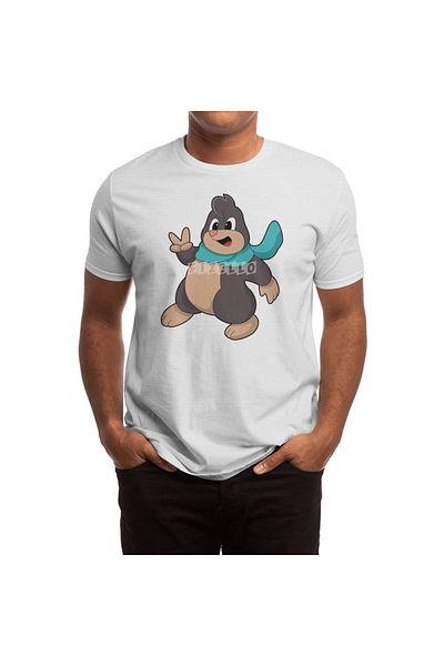 Fizello Tricou alb pentru bărbați și femei - Tricou unisex cu detaliu eșarfă
