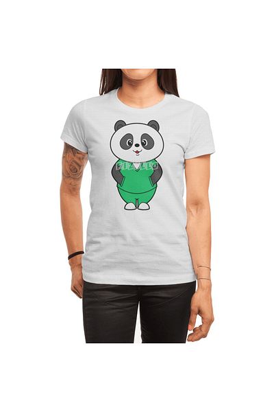 Fizello Ανδρικό και γυναικείο μπλουζάκι Unisex White Panda Nurse Smock